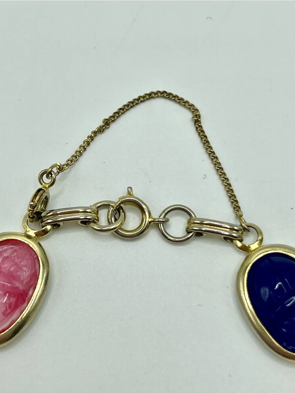 Multi-Color Scarab Link Bracelet - Gold Tone Accent Acrylic Plastic